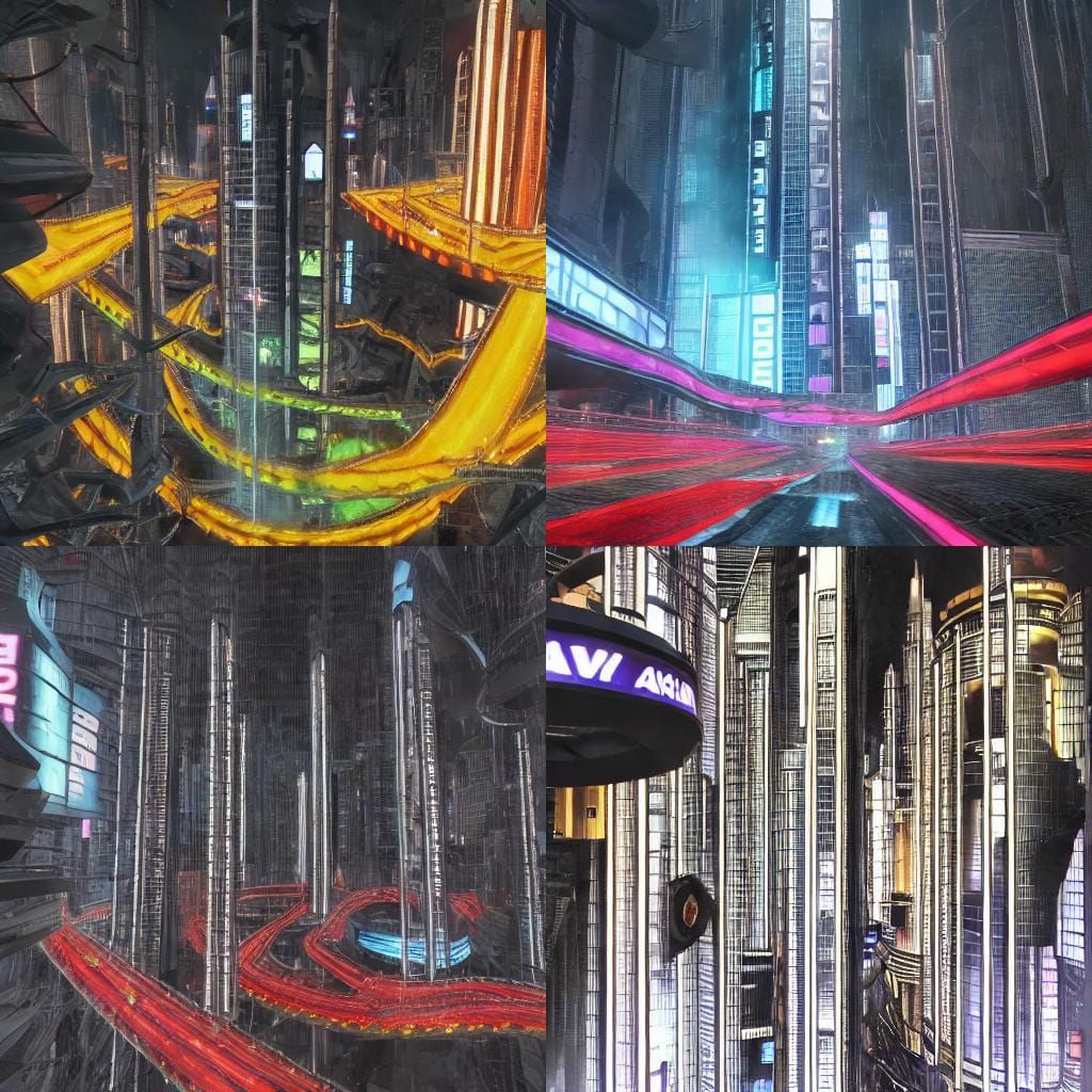 <lora:F-Zero GX:1.0> Cyberpunk City - Neon-lit skyscrapers, ...