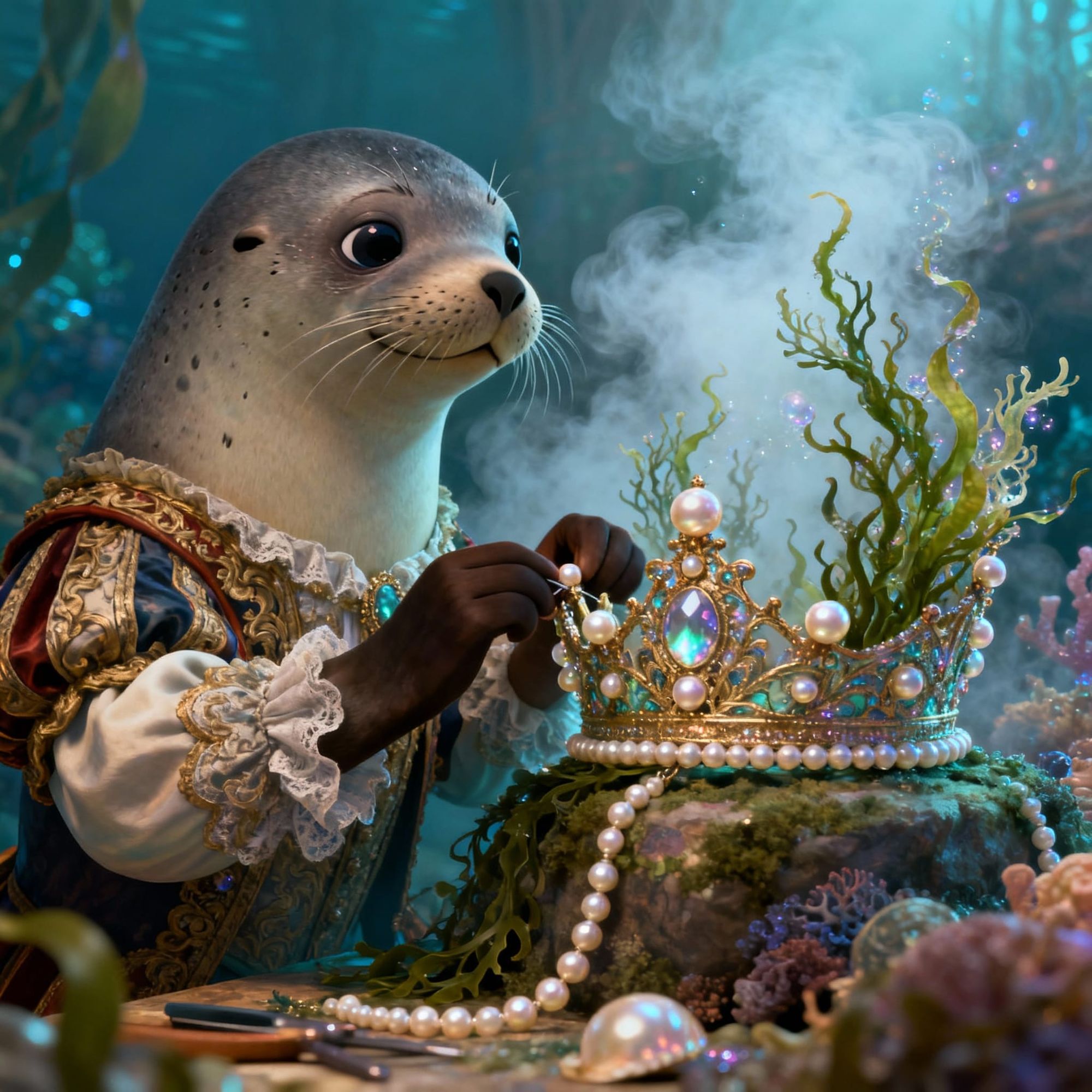 Martian marketplace with colorful tents, alien fruits, and human settlers mingling with AI merchants. Pixar-style character design. - Start Image 2