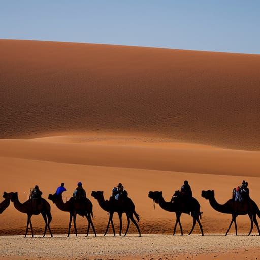 Caravan of camels crossing the Sahara - AI Generated Artwork ...