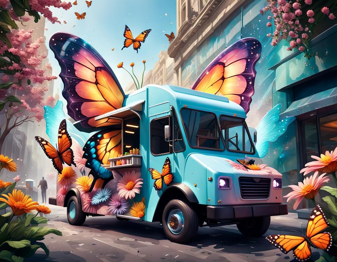 My beautiful futuristic flying food truck  !!