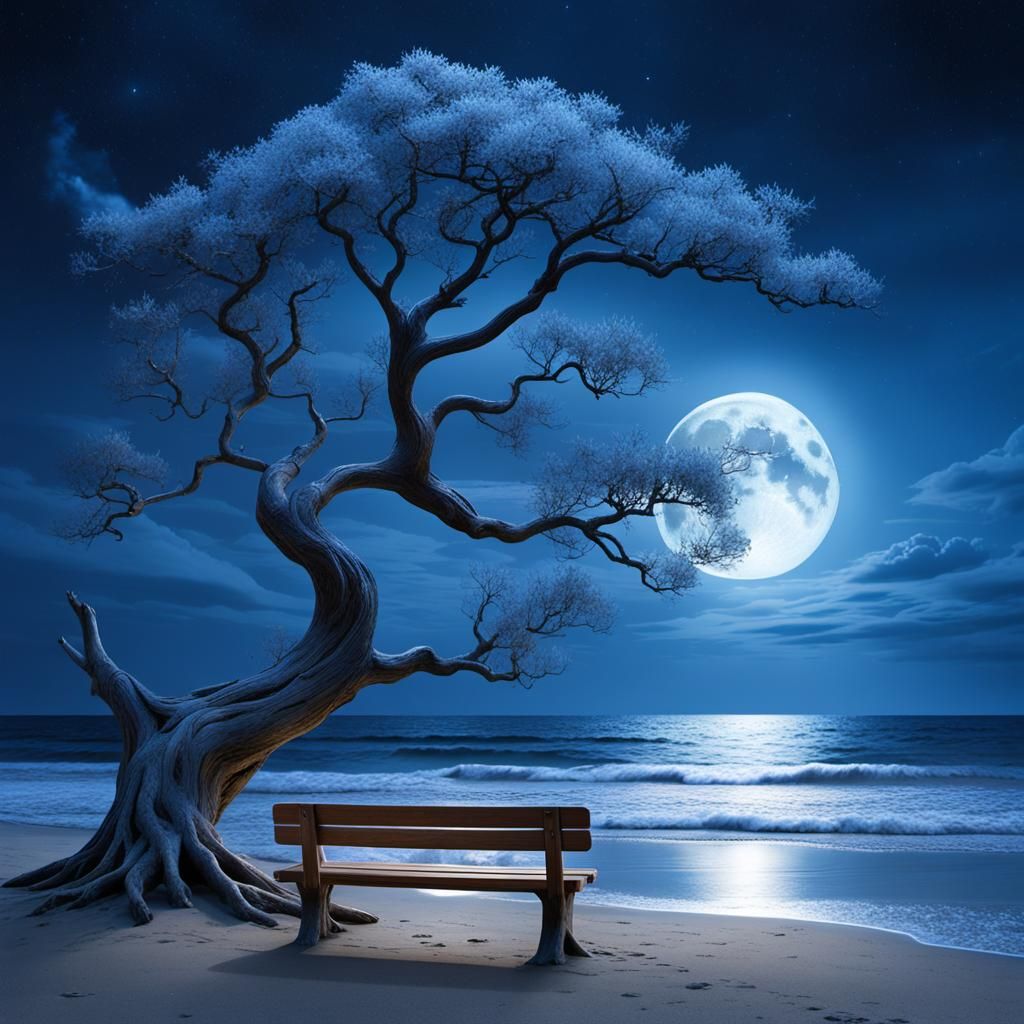 Moonlit Night on the Beach  by @Pavel