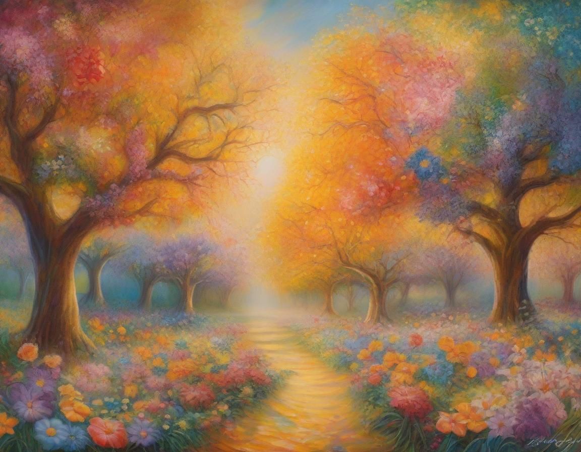 Surreal Magical Garden Oil Painting on Canvas