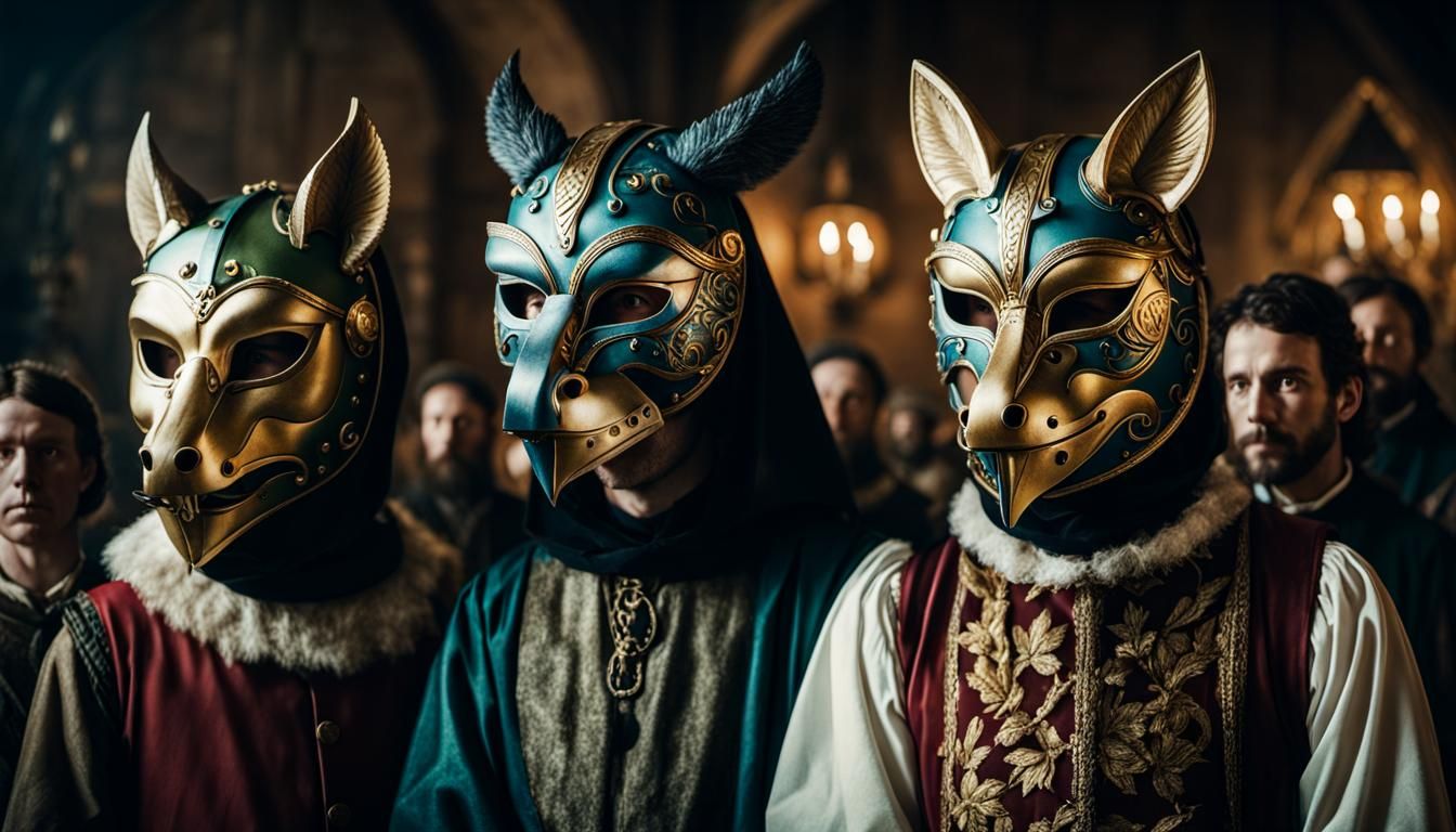 a medieval European animal mask party