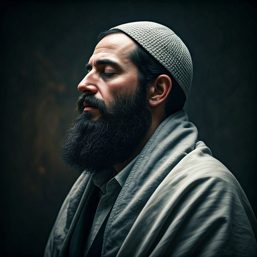 Introspective Hasidic Man in Detailed Matte Painting