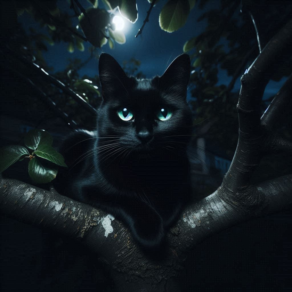 A sleek black cat