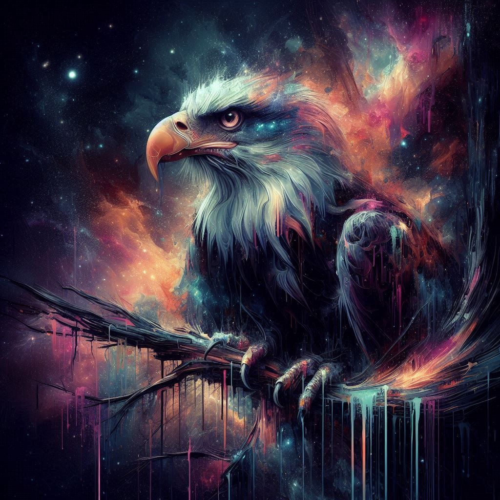 An american natived woman with majestic eagle