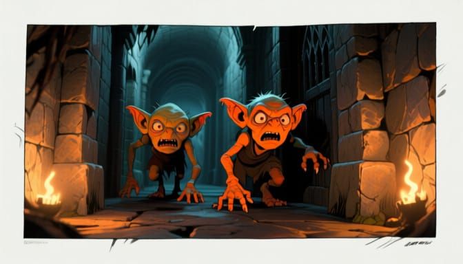 Two Frightened Goblins 