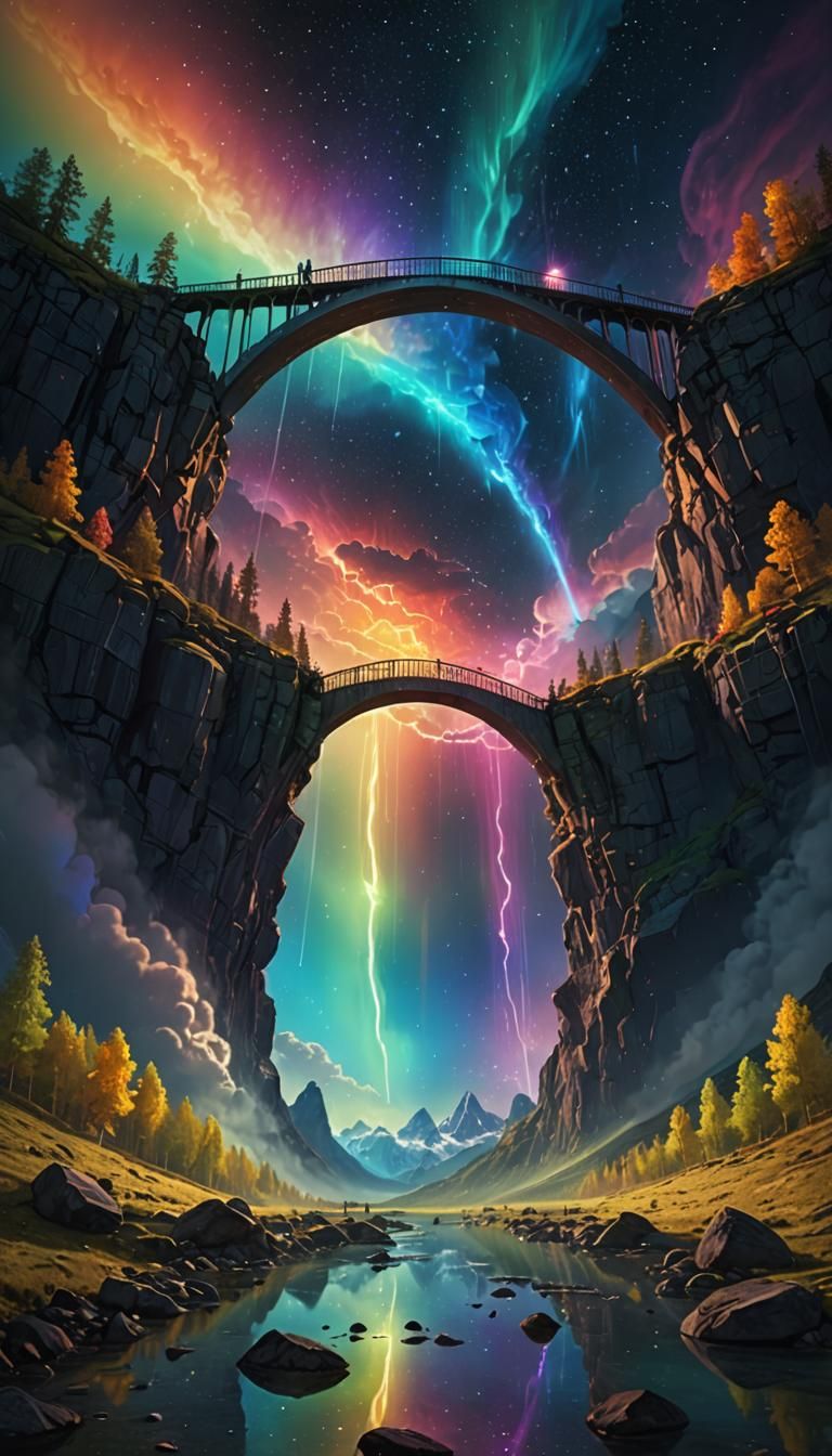magical bridge made from rainbow