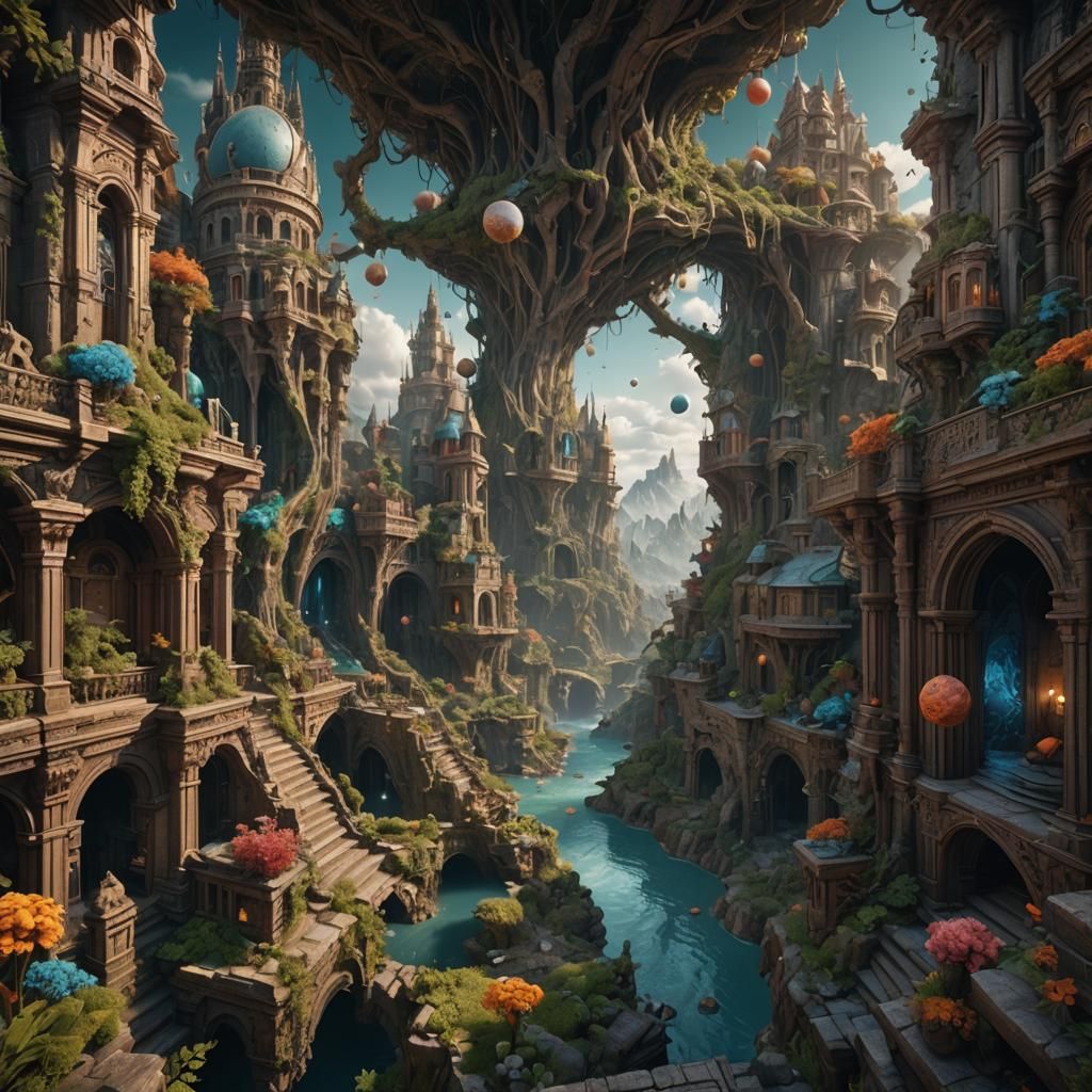 Optical illusion with hidden things throughout