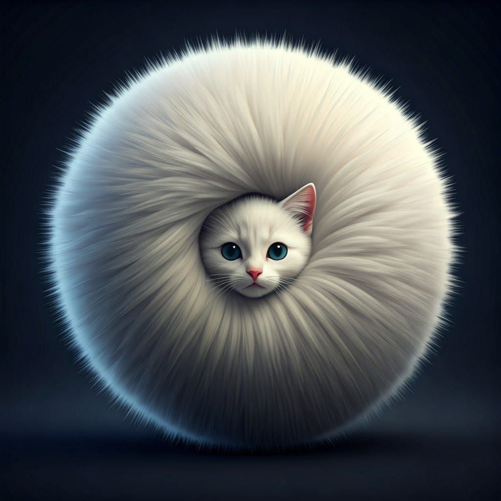 Adorable Kitten Camouflaged in Pom-Poms: 3D Anime Art