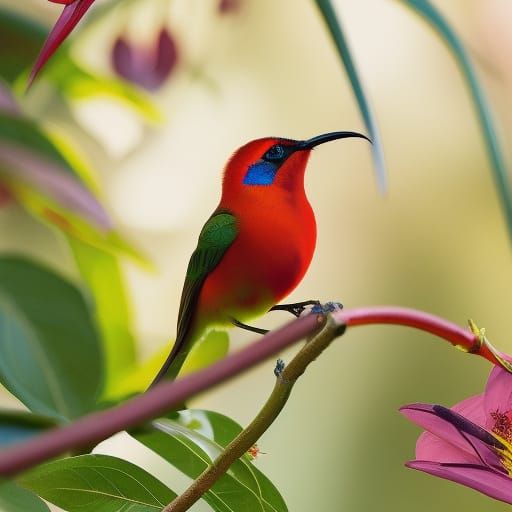 Male Crimson sunbird (Aethopyga siparaja)  