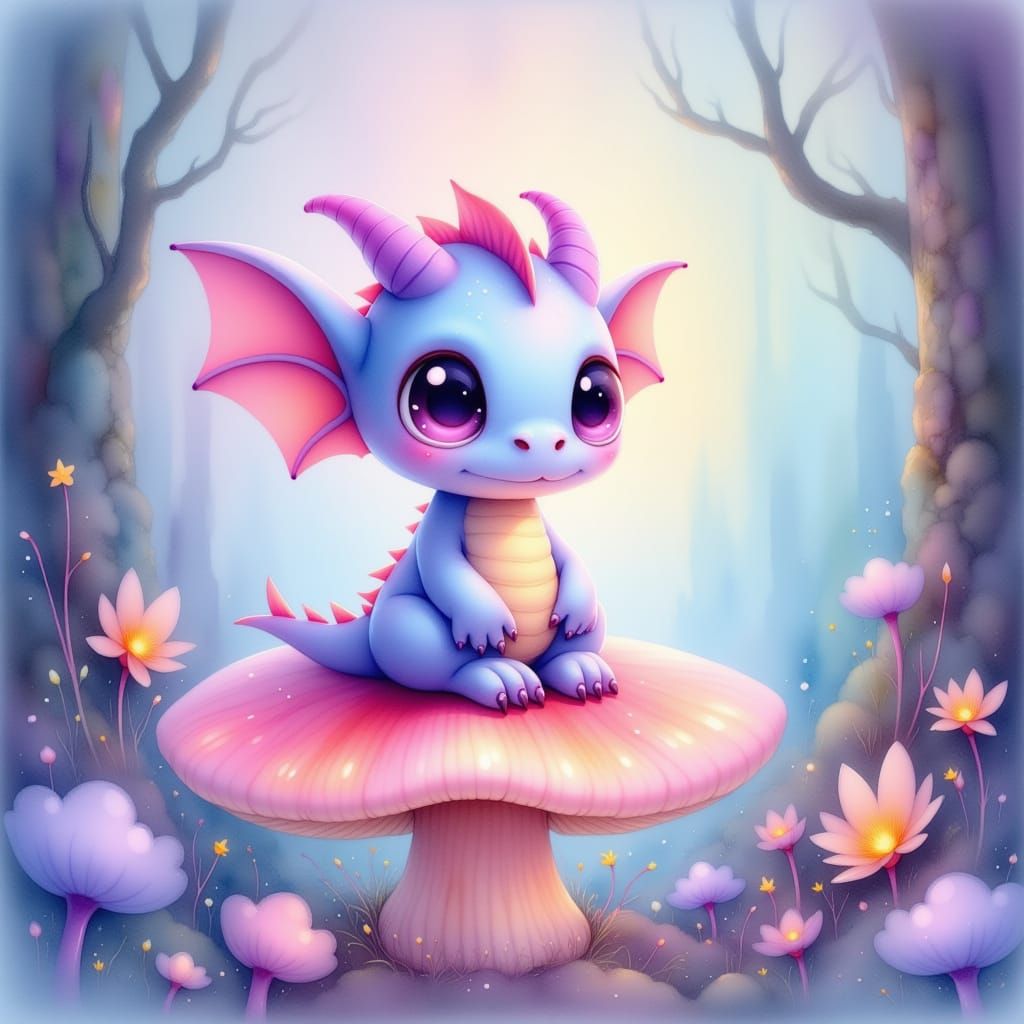 <lora:whimsical minions:1.0> Super cute, adorable, and highly whimsical baby dragon, rendered as a detailed 2D digital cartoon illustration....