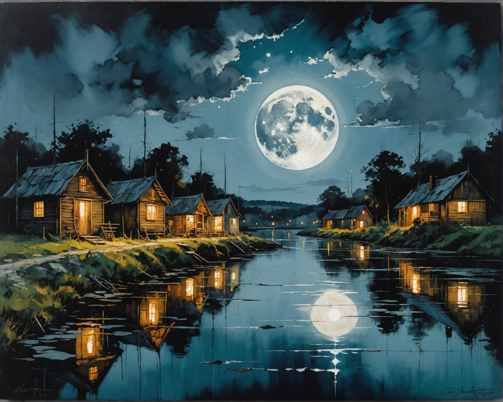 A full moon in fishermen's village