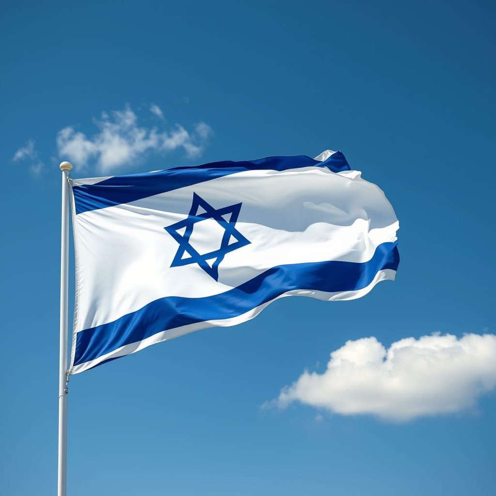 Israeli Flag Waves in Vibrant Colors
