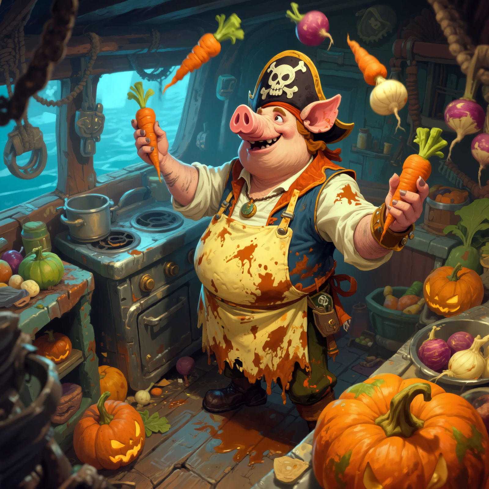 Pirate Ship's Cook in the Galley