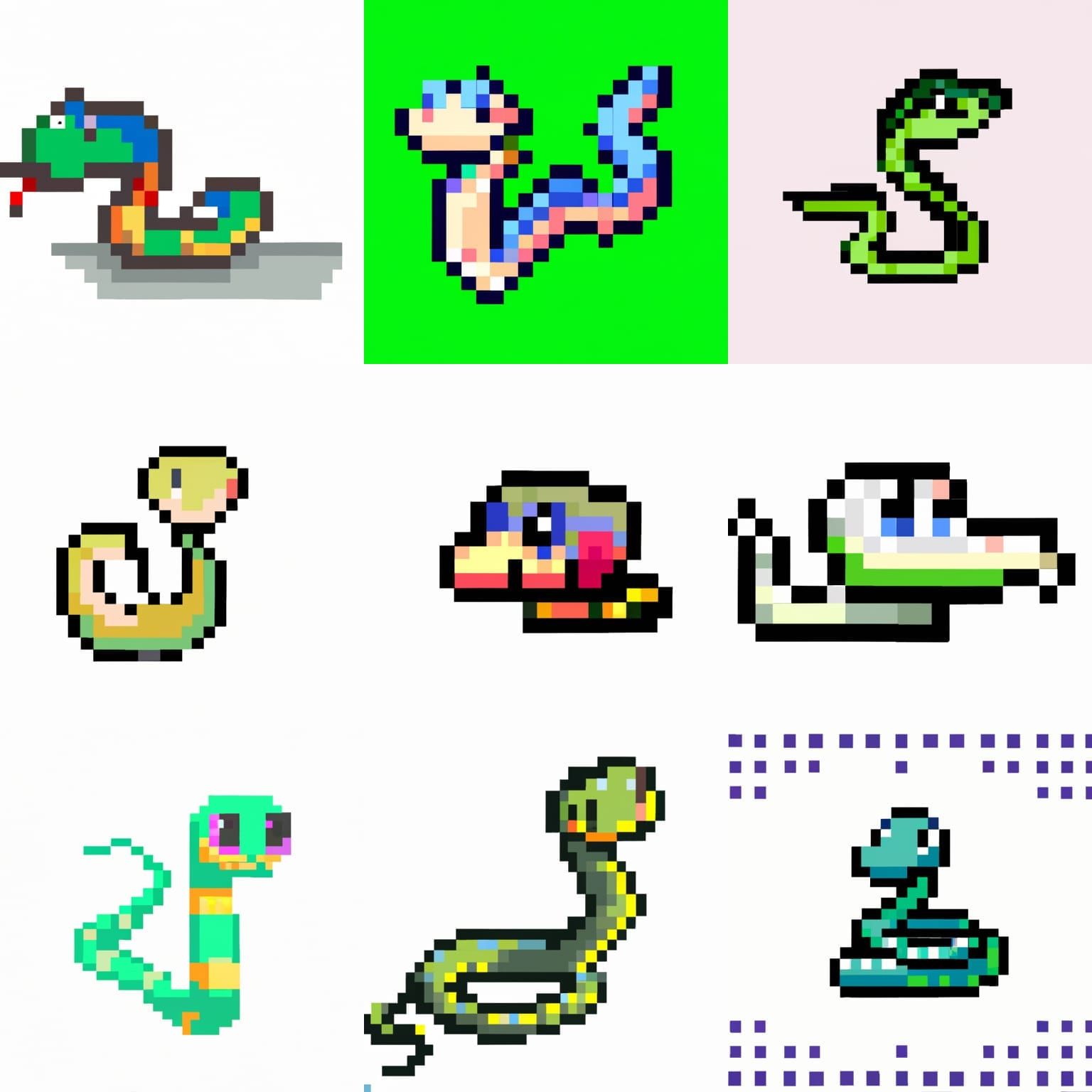 Pixel Baby Snakes - AI Generated Artwork - NightCafe Creator