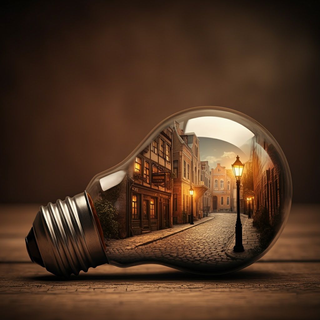 Enchanted Jewish Village Inside a Light Bulb