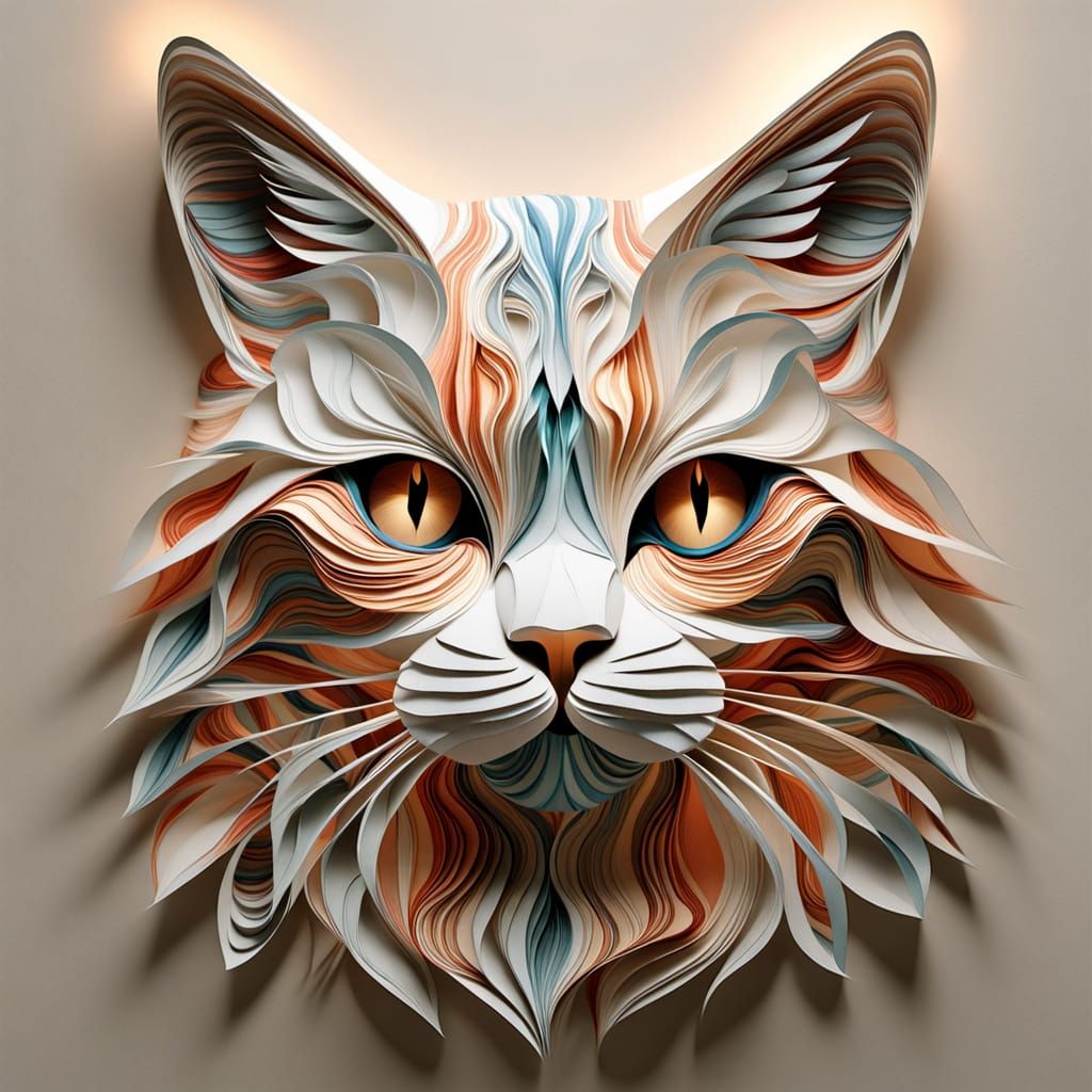 A paper-cat portrait  by @axelb