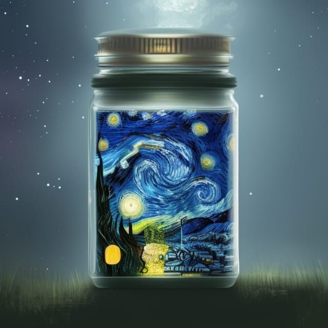 Starry Starry Night, Starry night in a jar detailed matte pa...
