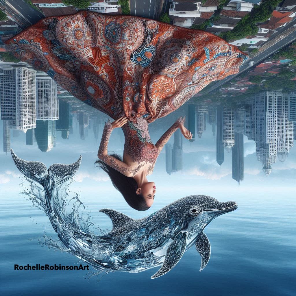 Woman And A Crystal Dolphin