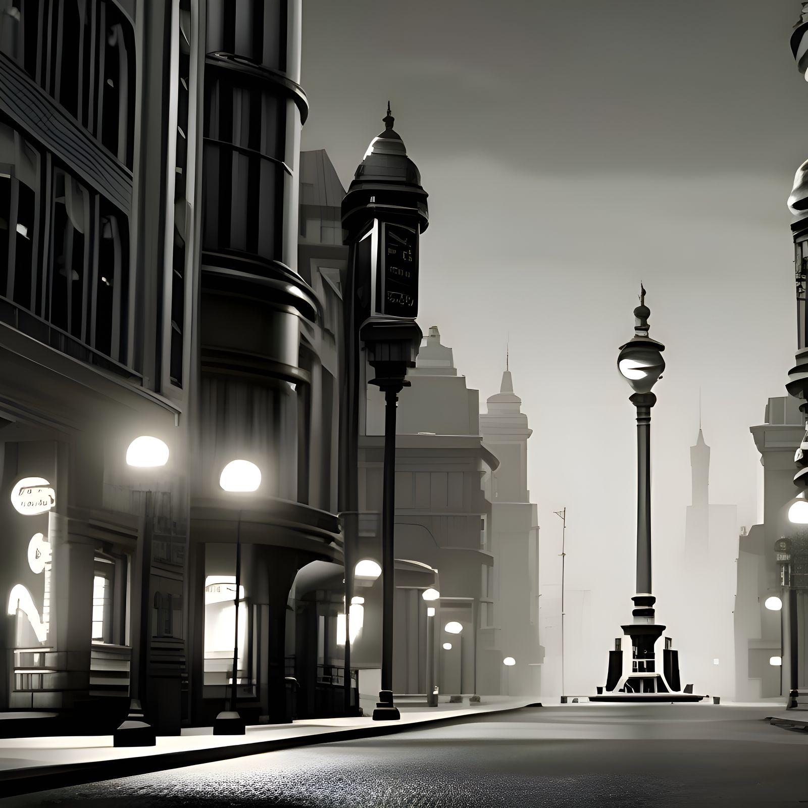 1920s Noir, Art Deco City Street Corner