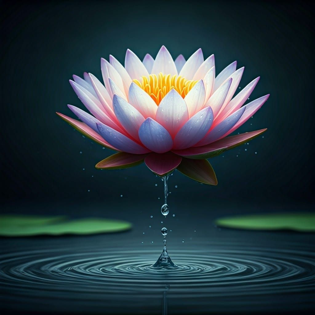 Majestic Water Lily in Ethereal Glow