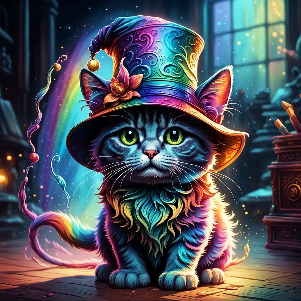Magical cat with magical hat
