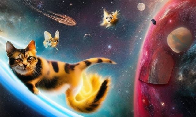 Photo of cats floating inside the International Space Statio...