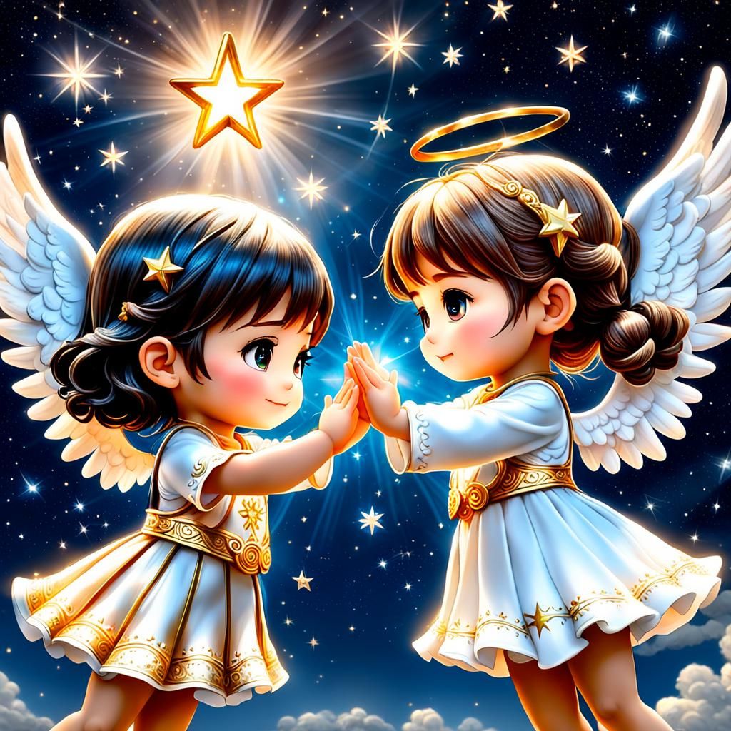 Little angels, high 5   by @Maryi