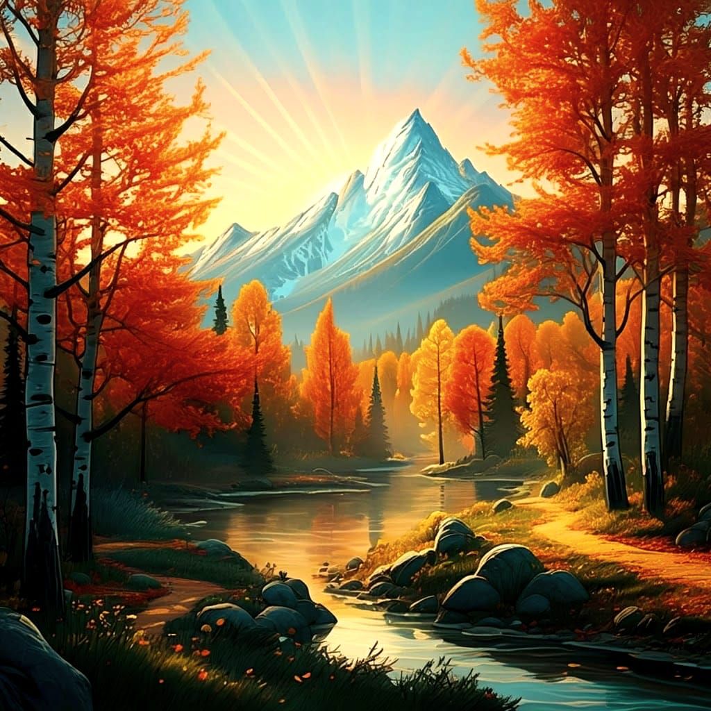 A mountain scene in autumn
