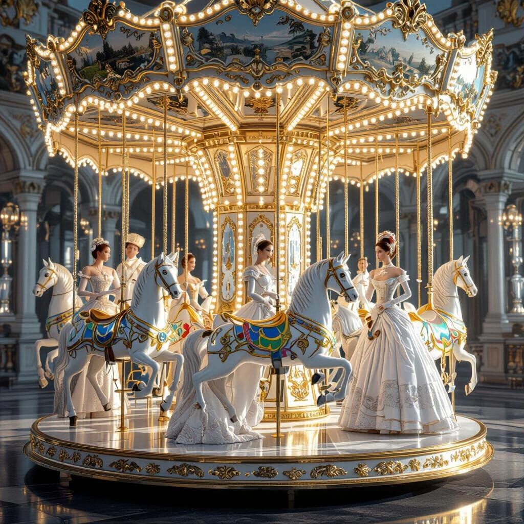 Crystal, ivory and gold carousel