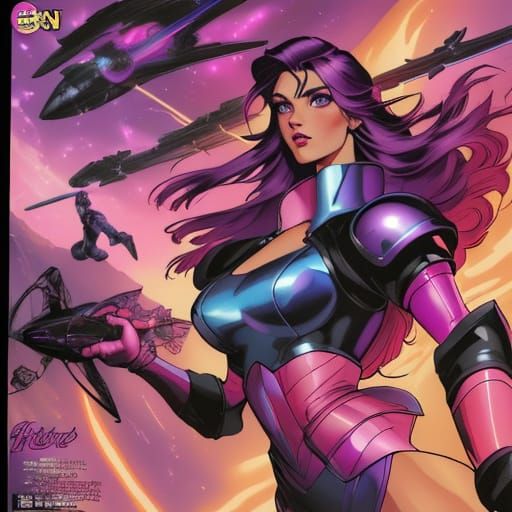 Retro Futurism Heroine in Vintage Rocket Ship