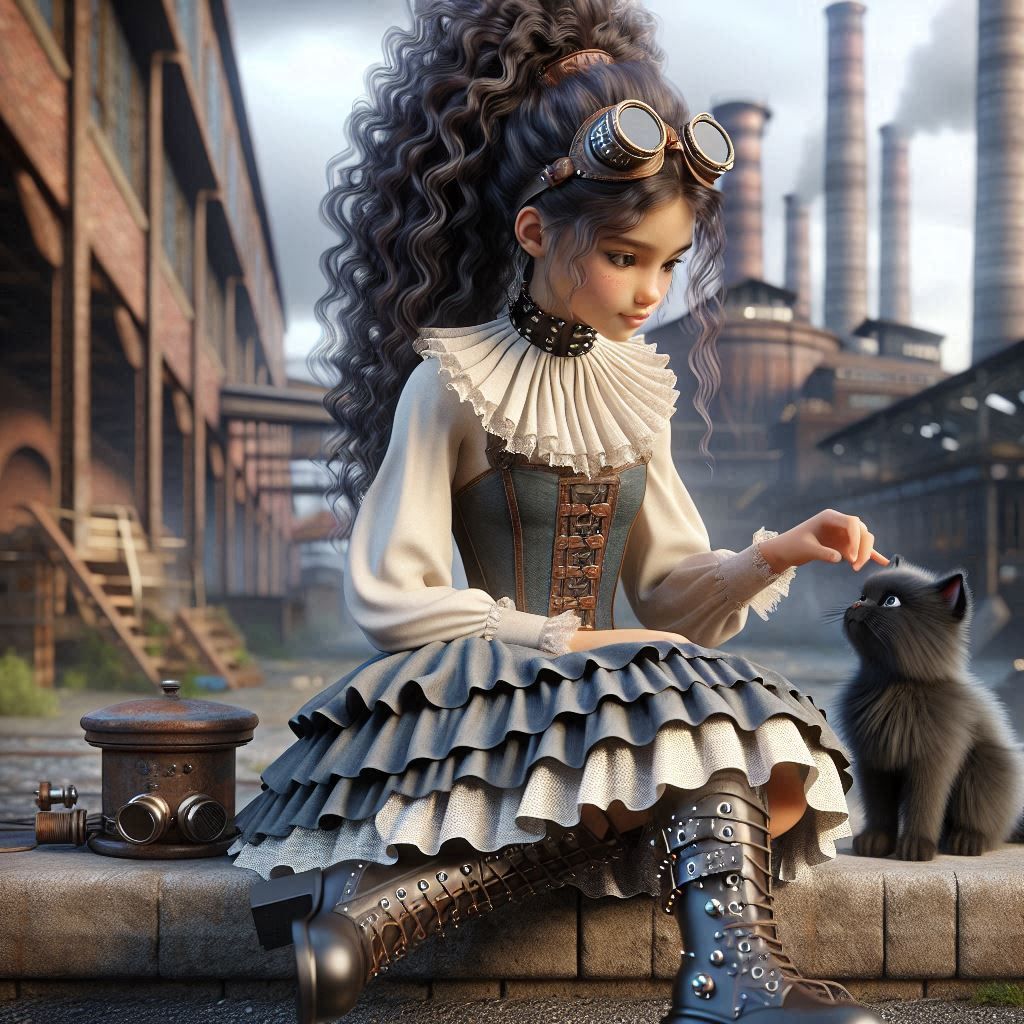 digital painting of a realistic, quirky young steampunk teen...