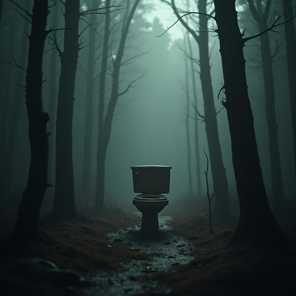 Skibidi toilet emerging from the mist