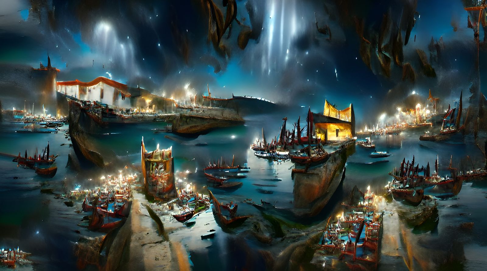 Malaka ancient port by the harbour Invading portuguese ships...
