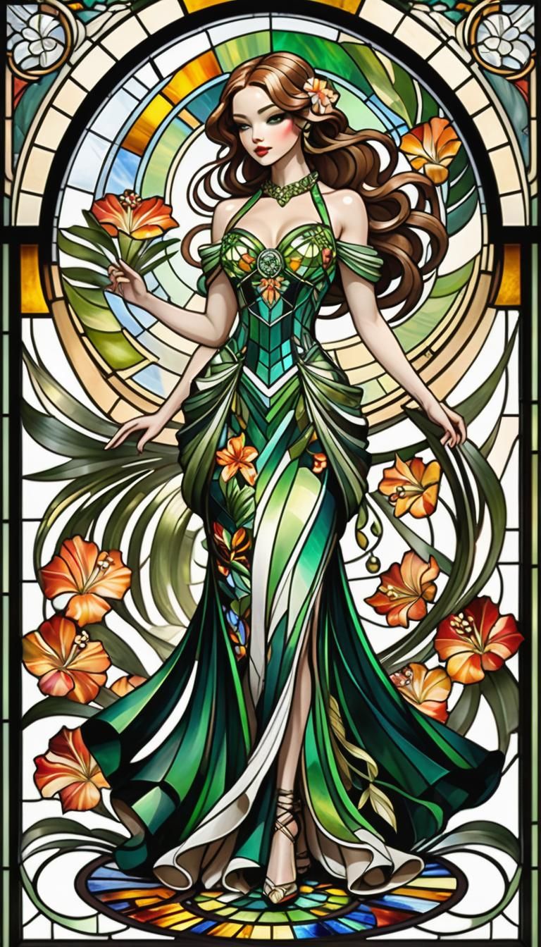 Stained Glass Flowers Collection - Hibiscus