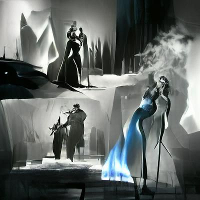 concept art film noir, singers of fire and ice