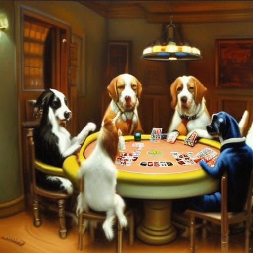 dogs playing poker