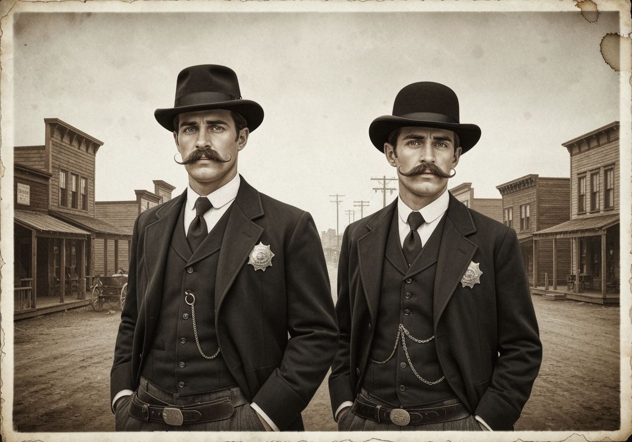 Sheriff and Deputy in 1800s Sepia Photograph