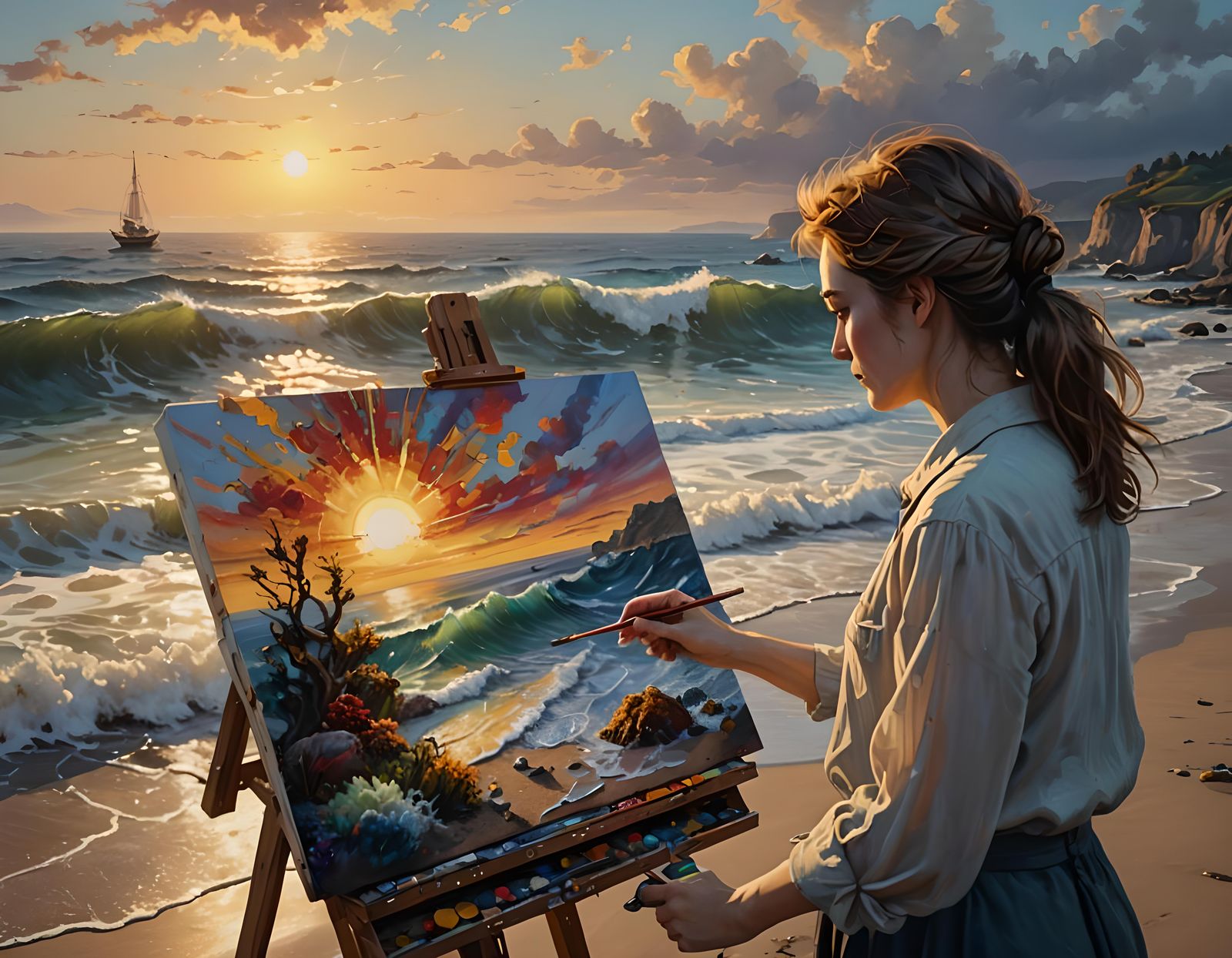 The artist creates