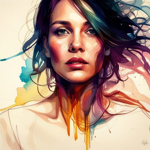 colorful watercolor portrait - AI Generated Artwork - NightCafe Creator