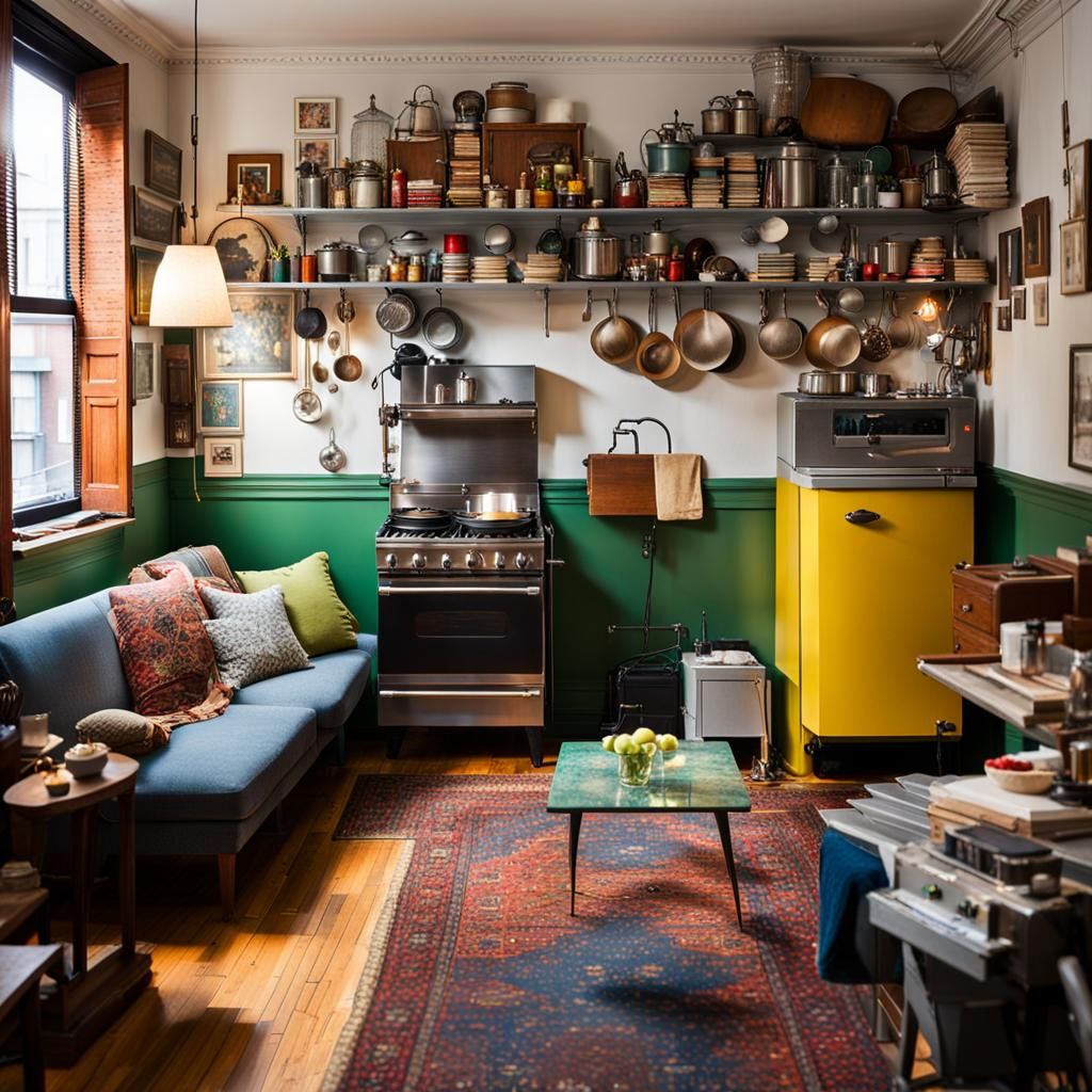 Cozy Eclectic Soho Apartment Living Room, Photography