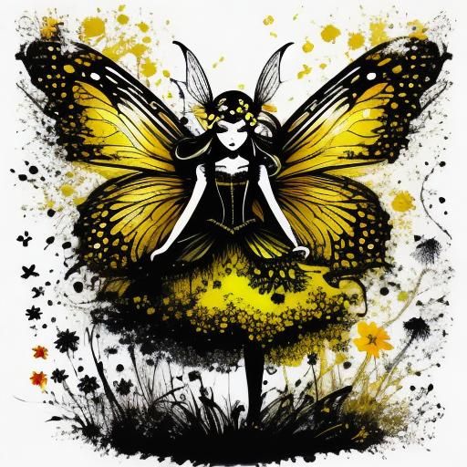 <lora:Inksplash Fairies:1.0> yellow fairy, big eyes