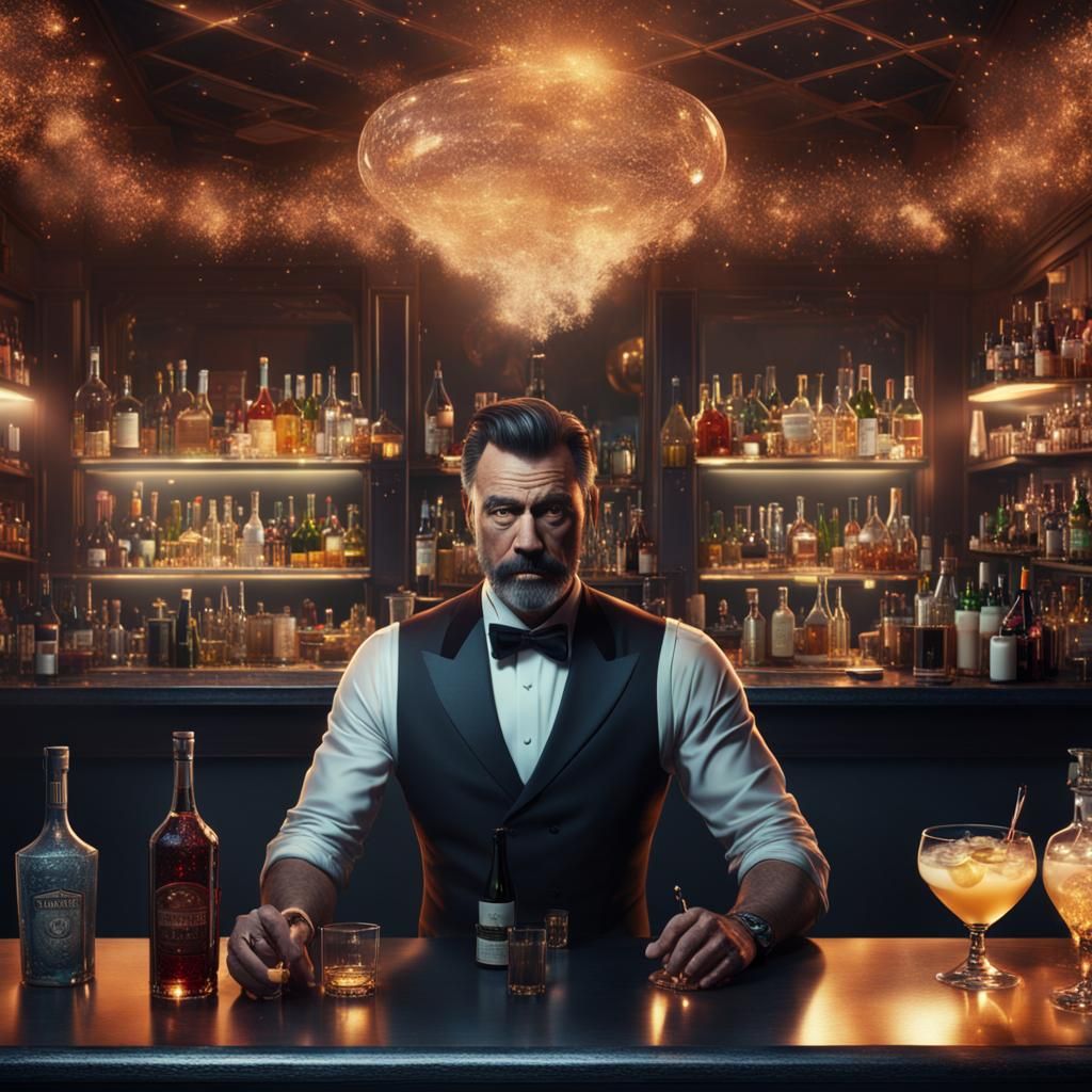 bartender at a new year party Epic cinematic brilliant stunn...