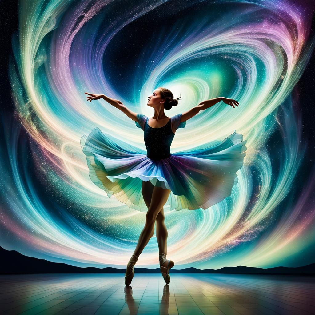 celestial dancer surrounded by stardust vortex, 8k resolution concept art Jim Burns color graded hypermodernism ...  by @aslan