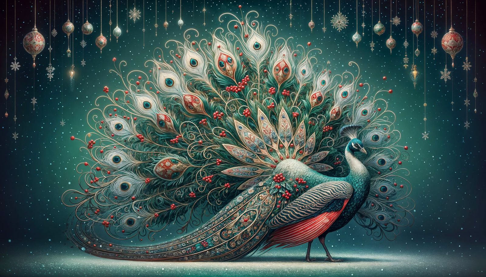 Peacock Noel  by @Joosha