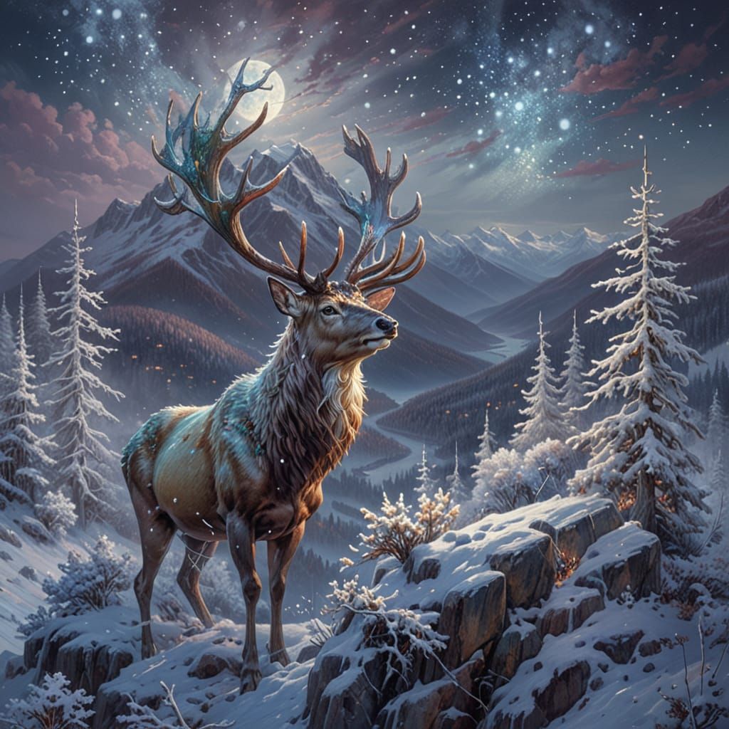 Frosty Stag on Snowy Peak 🦌✨ #2