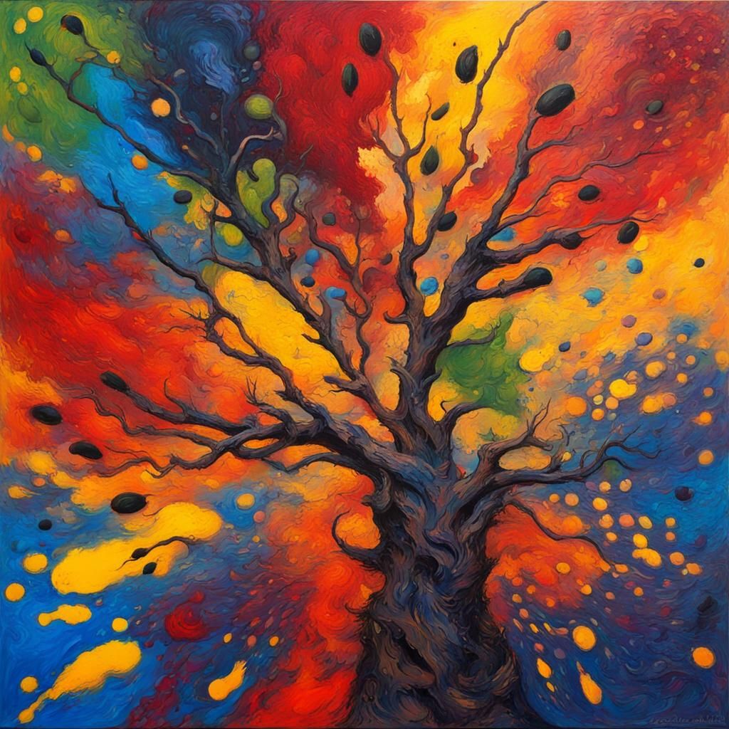 The Mad Ink Splatter neo-impressionism expressionist style oil painting, smooth post-impressionist impasto ...  by @undefined