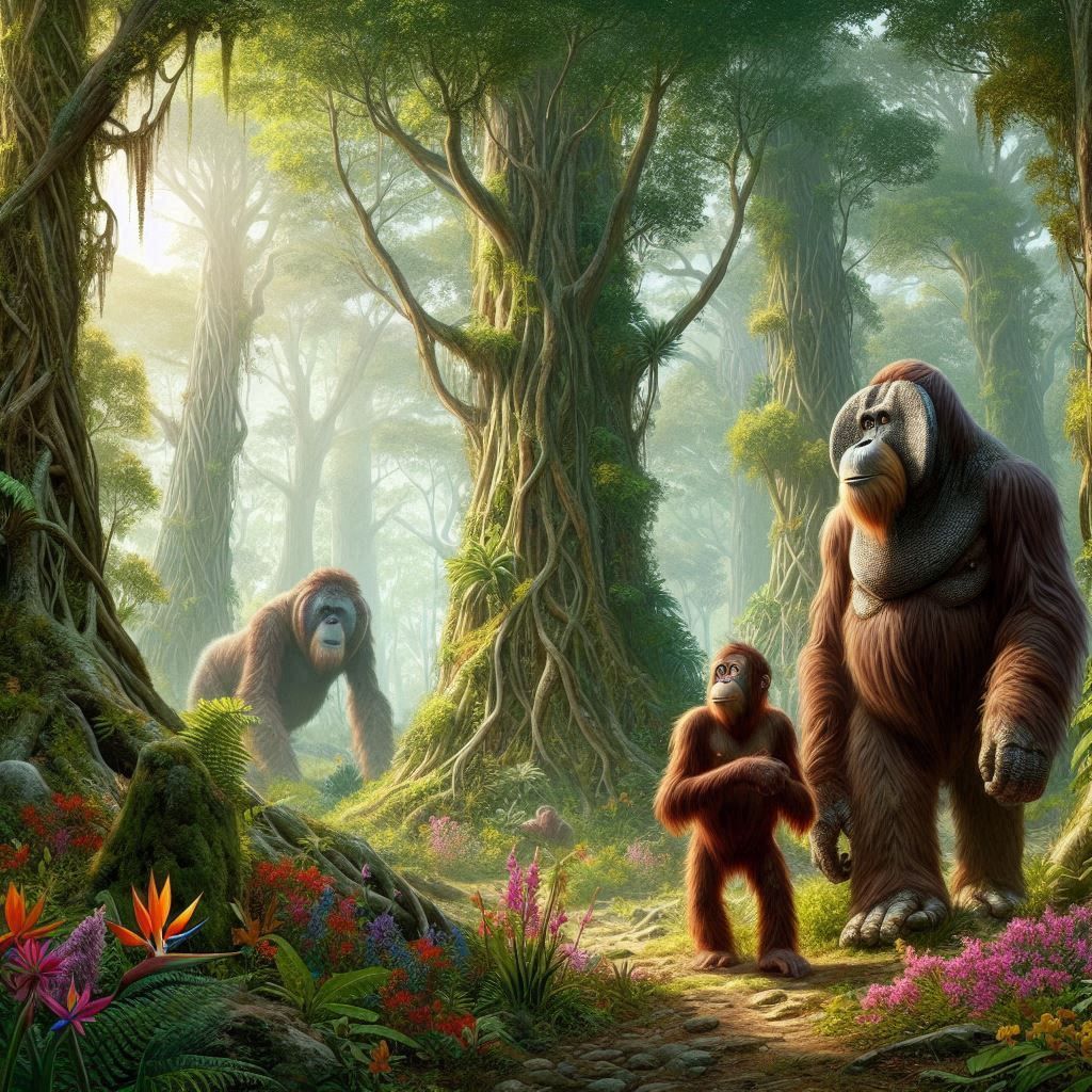 An orangutan with a Gigantopithecus