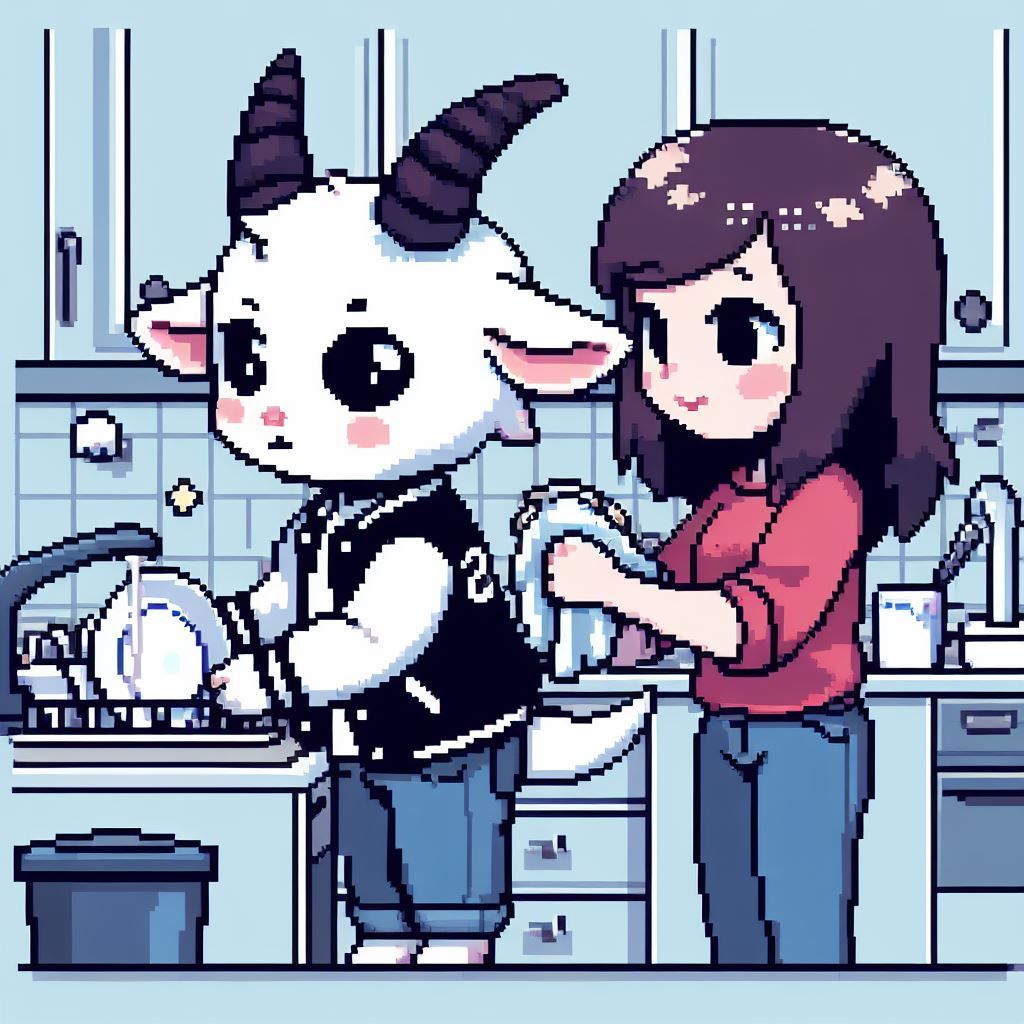 Little Jack Helping His Mommy With the Dishes